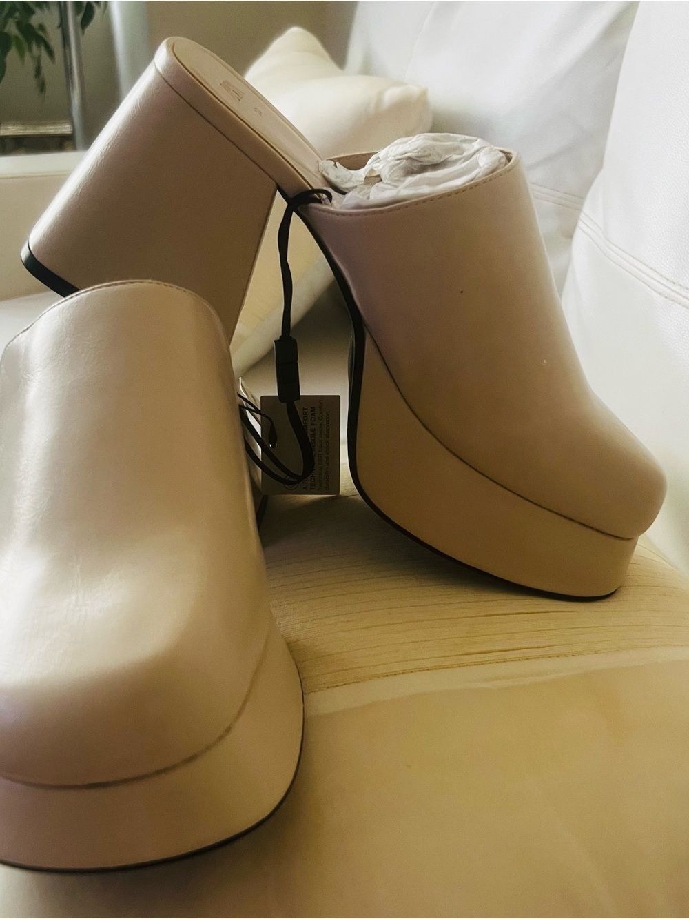 Zara Cream Platform Mule Heels